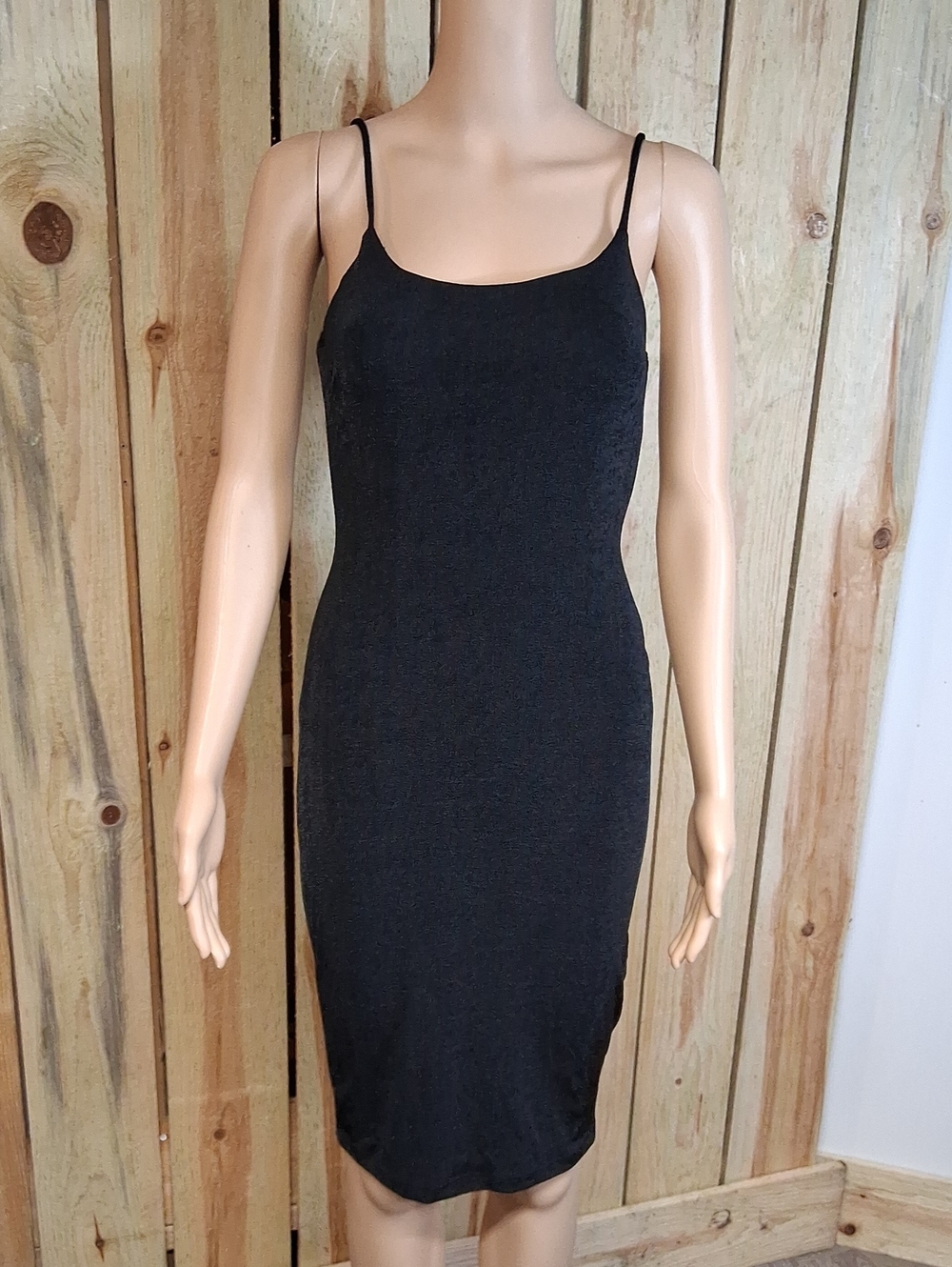 Black Spaghetti Strap Bodycon Dress Size S Black Cocktail Stretchy